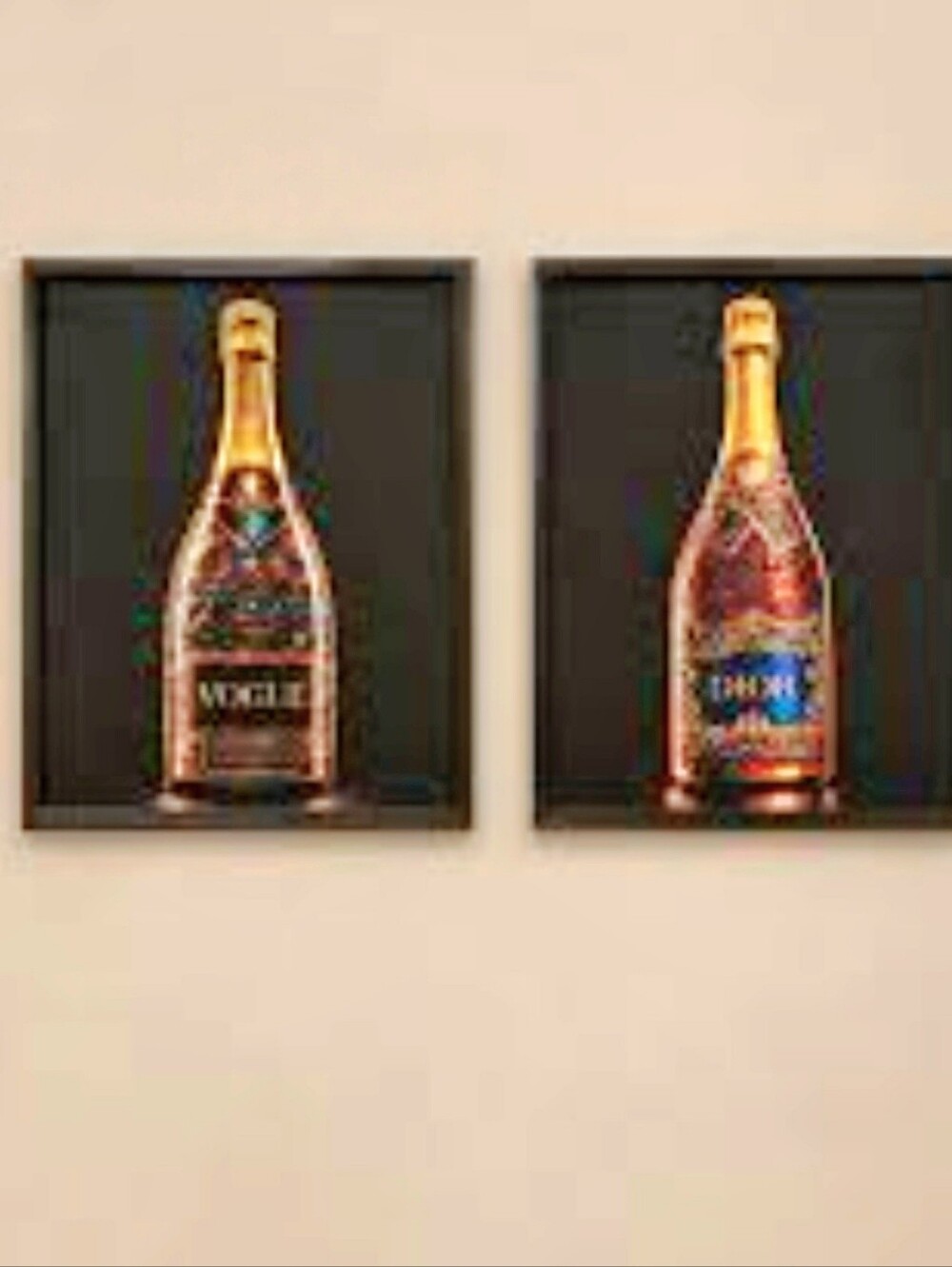 Sophistique Dior & Vogue Designer Champagne Bottles 2-PC Framed Wall Decor